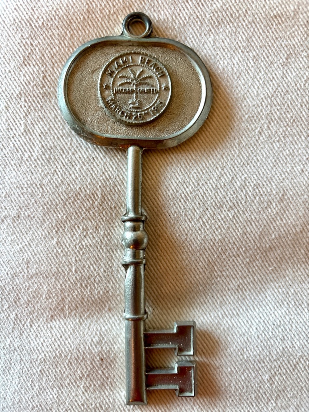 Vintage Miami Beach Pewter Commemorative “Key to the City” Circa 1991
